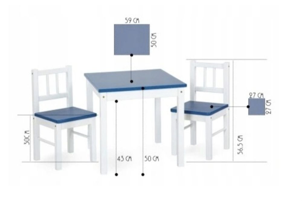 Stolik+2 krzesła szare PlusBaby CLASSIC