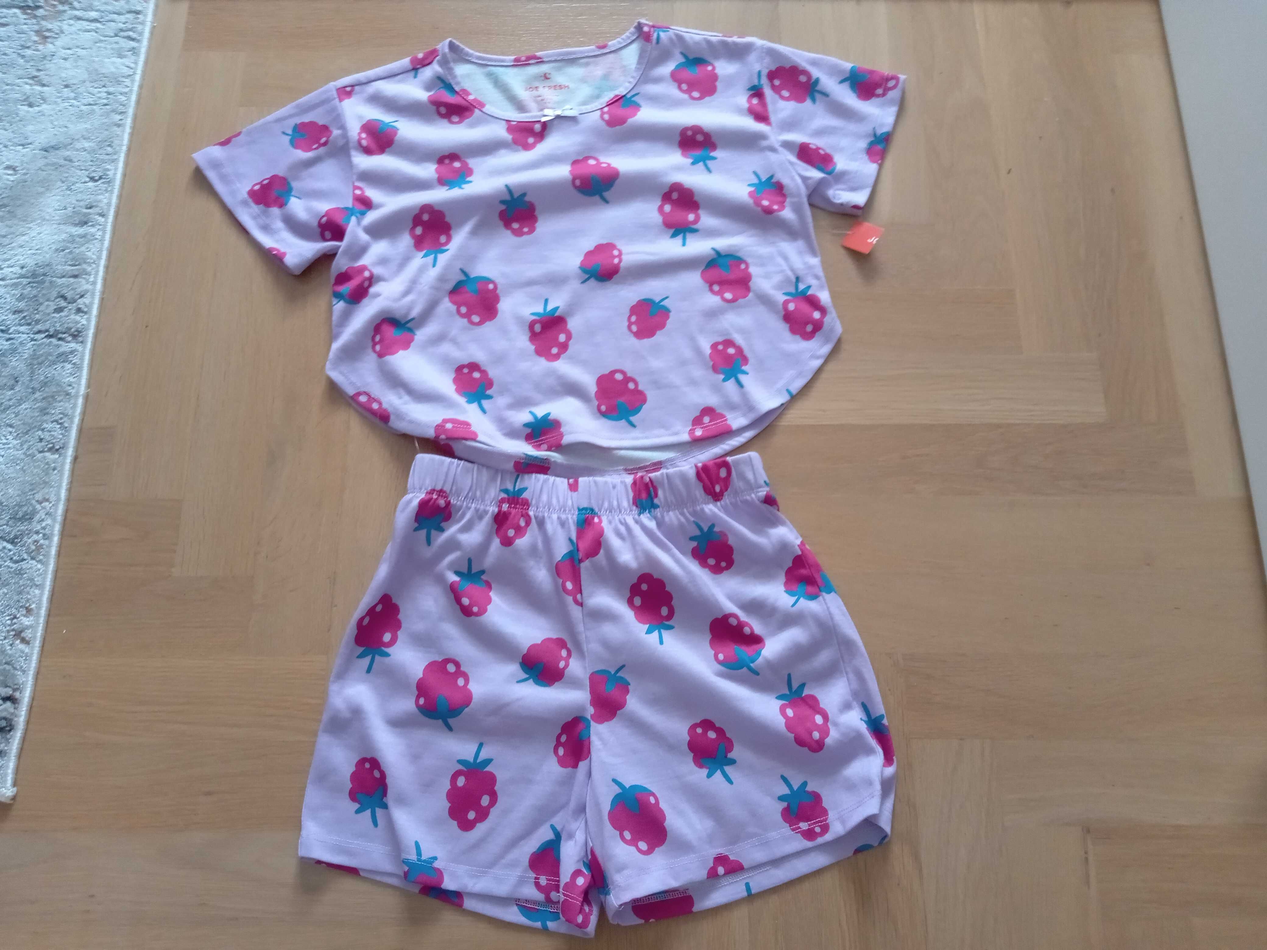 Joe Fresh nowa piżama komplet maliny 122 128 oversize