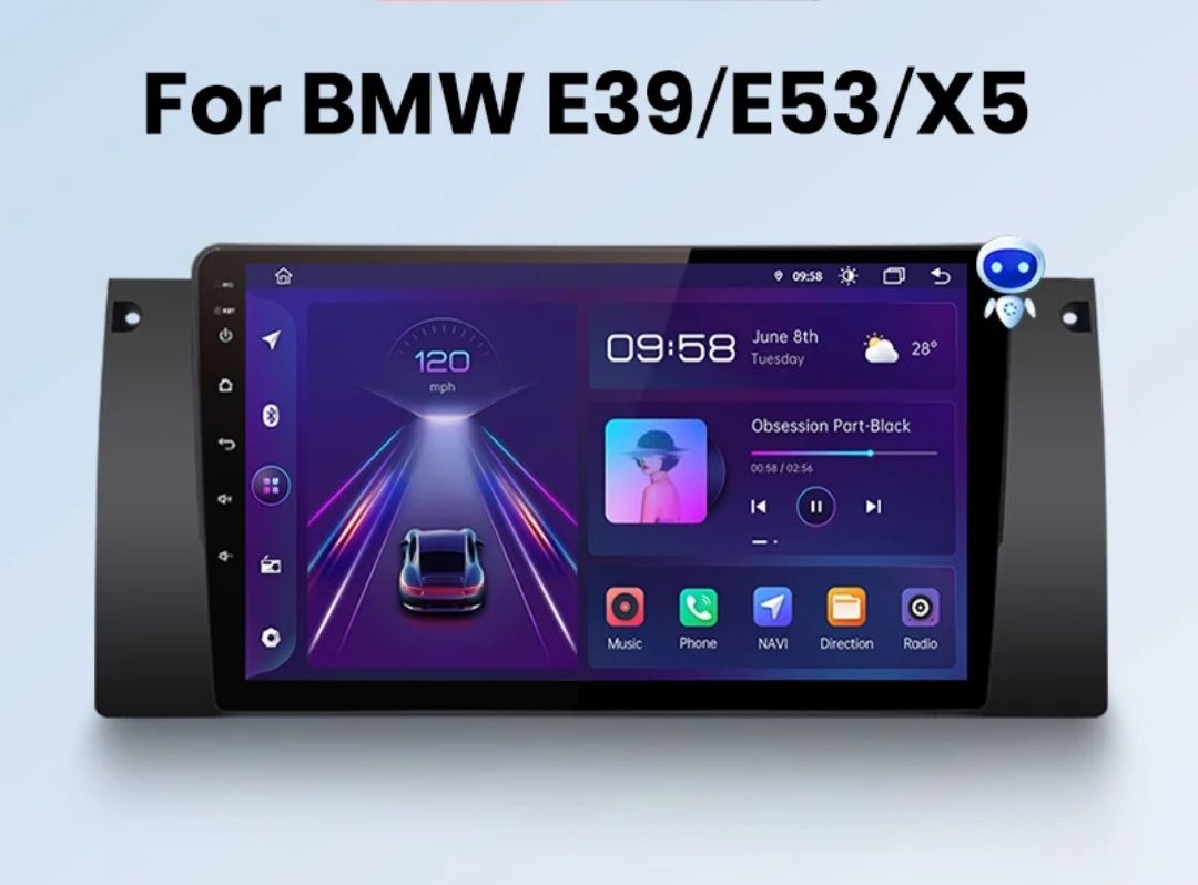 Rádio BMW e39 E53 x5 2/32GB android Auto Carplay 2din 9" gps wifi NOVO