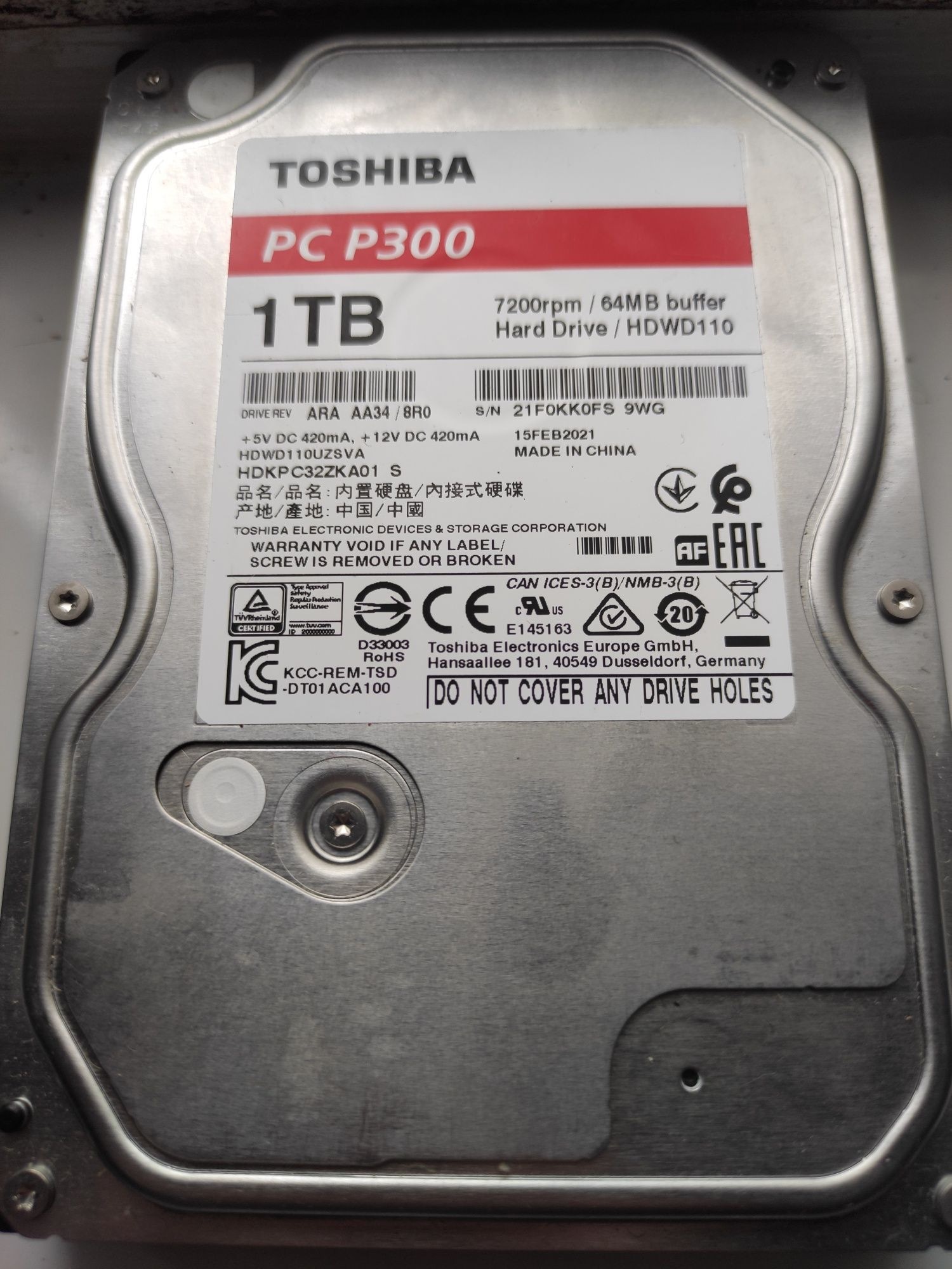 HDD 1000gb Toshiba