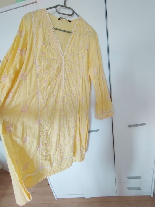 Tunika indyjska kameez haft kwiaty Bollywood orient hippie boho unikat