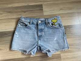 Spodenki jeansowe krótkie zara dla dziewczynki 8 lat motyw snoopy