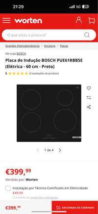 Placa de Indução BOSCH PUE61RBB5E (Elétrica - 60 cm - Preto)