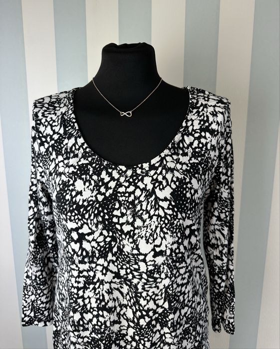 Wzorzysta elastyczna sukienka ciążowa na długi rękaw midi 38 M H&M