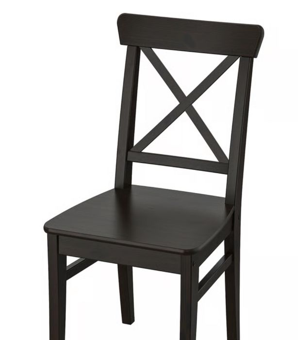 Ikea Ingolf krzeslo z oparciem brązowoczarne lite drewno 2 sztuki
