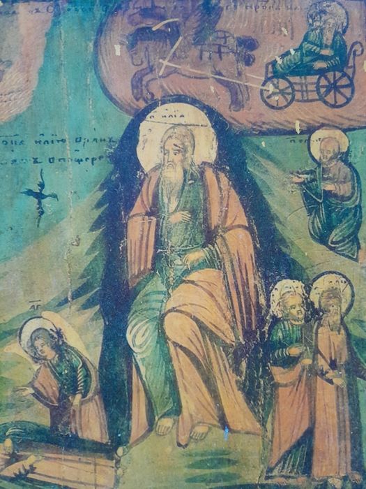 Пророк Илья Огненное восхождение старинная икона