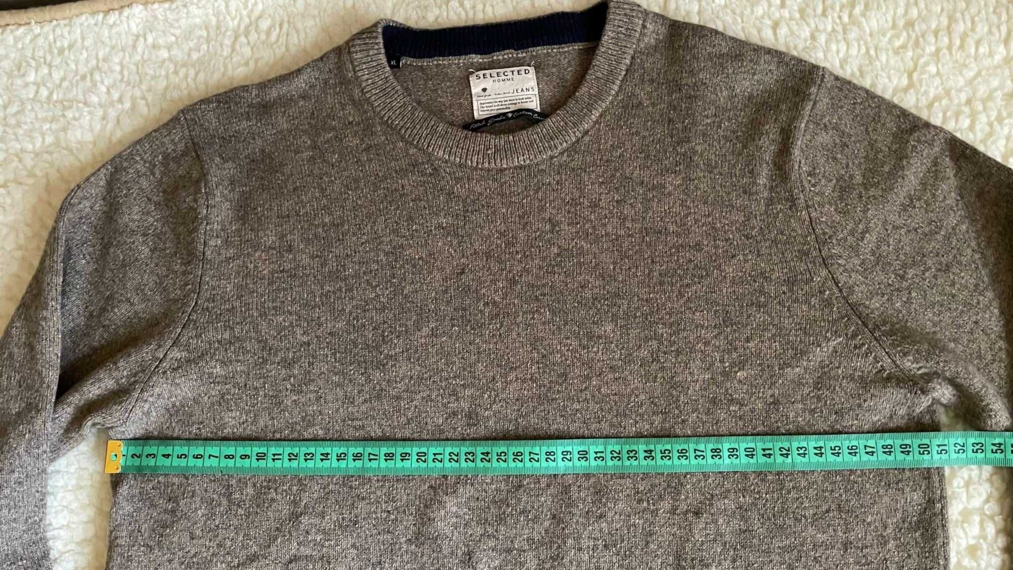 Sweter męski 50% wełna Selected, rozmiar XL.
