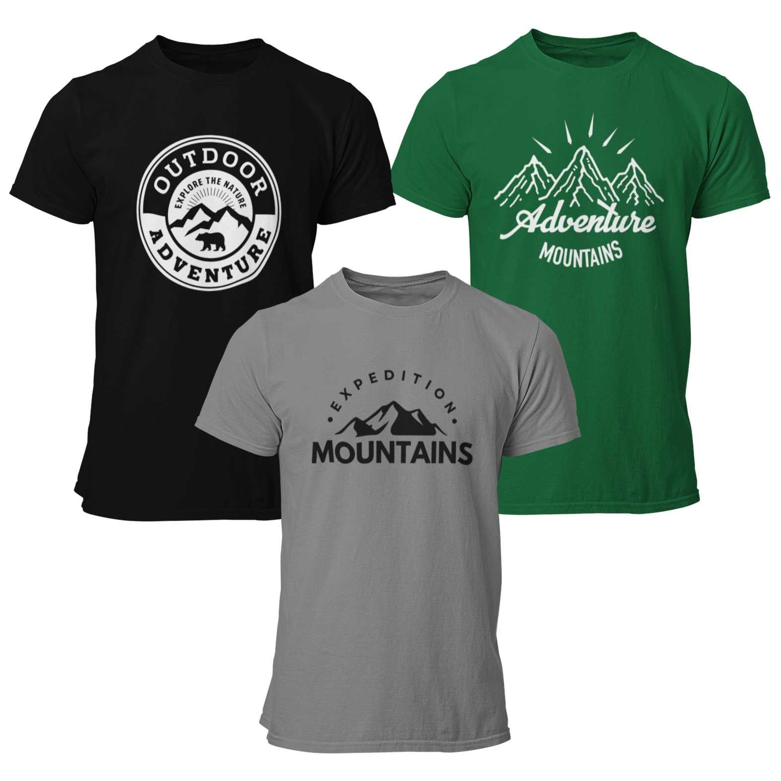 Koszulka męska ZESTAW 3 sztuki W GÓRY, GÓRSKIE komplet 3pak T-shirt