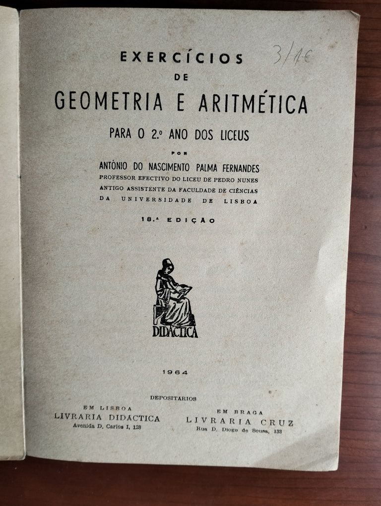 Antigo livro Exercícios de Geometria e Aritmética