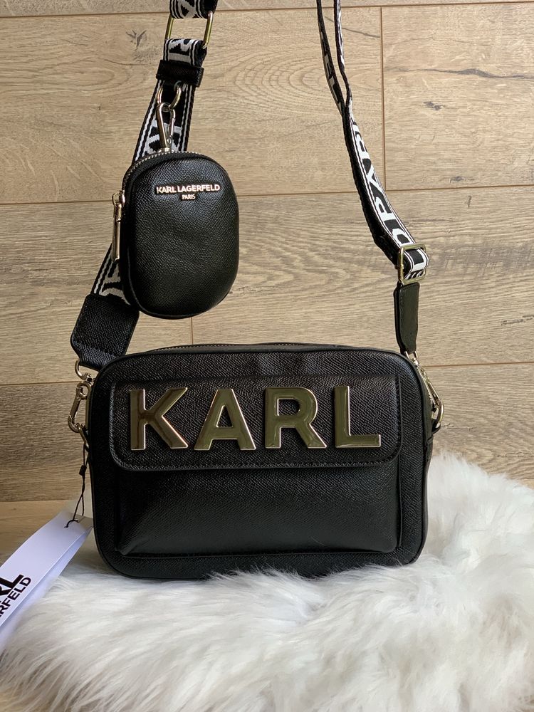 Сумка кроссбоді Карл Лагерфельд Karl Lagerfeld чорна