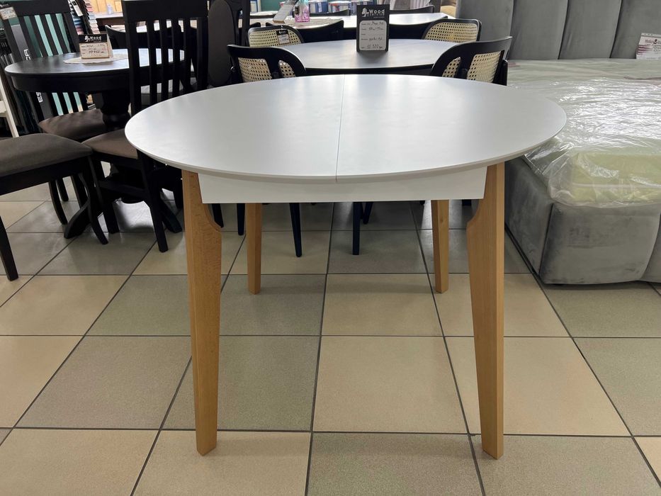 Стіл Марс Д100+40 кухонний круглий розкладний буковий на кухню бук