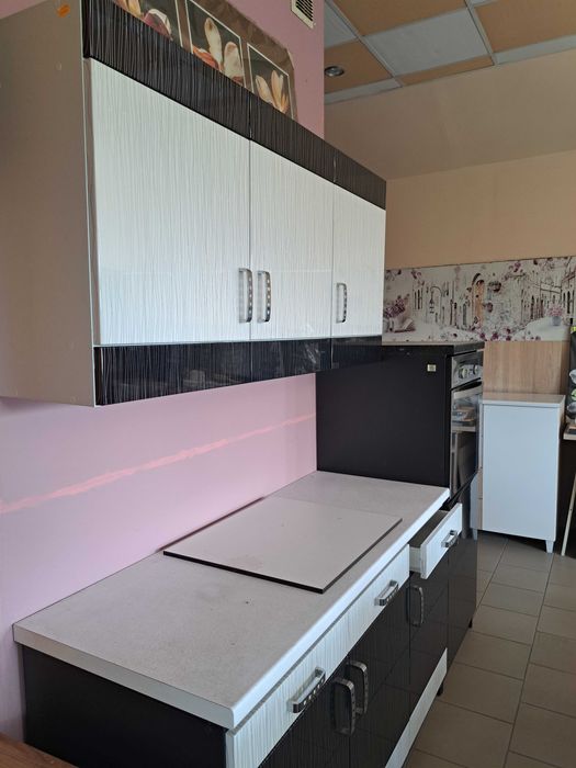Nowy Zestaw mebli kuchennych fronty MDF czarno białe połysk 210 cm