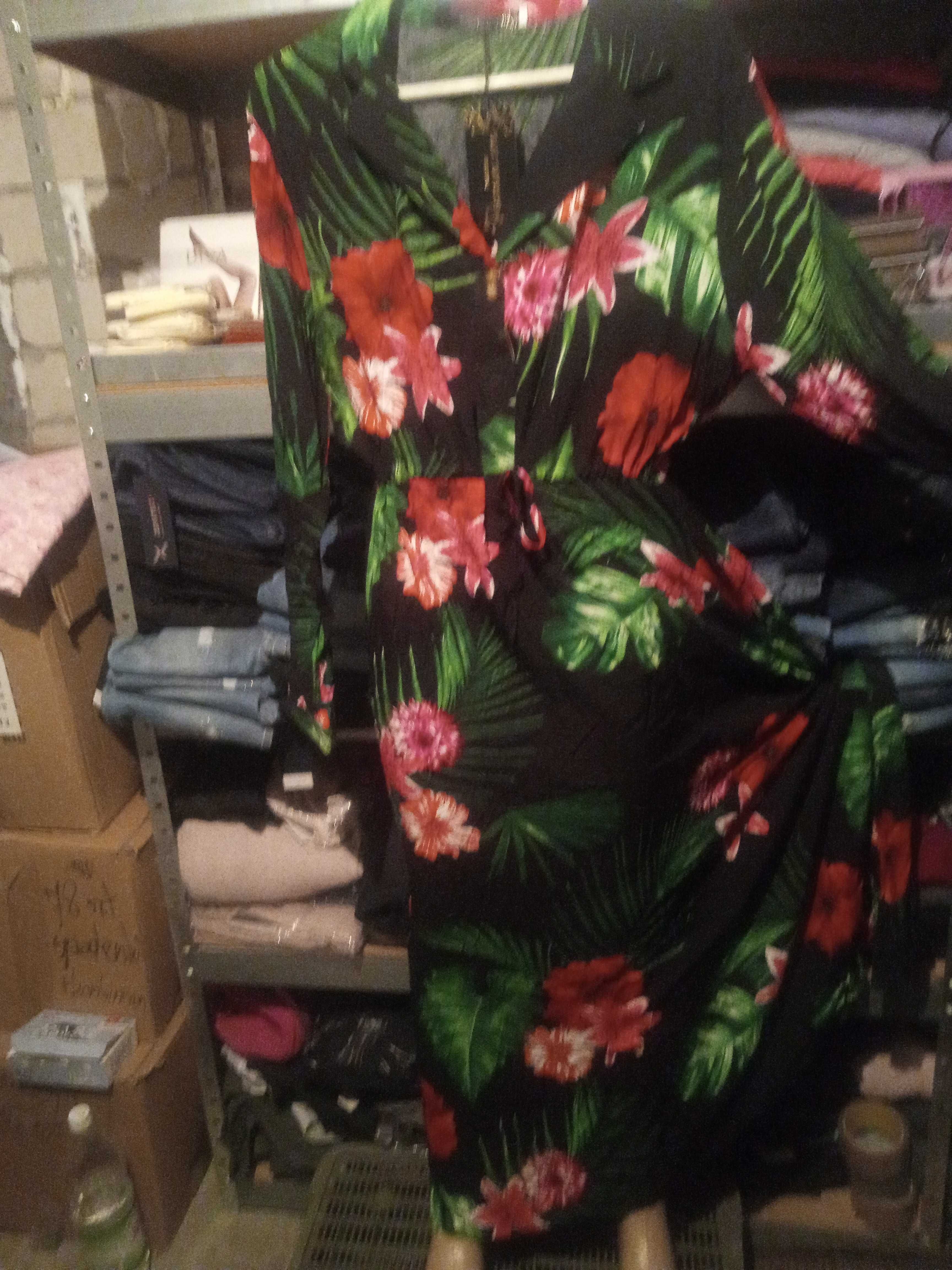 Długa sukienka koszulowa maxi długi rękaw plus size