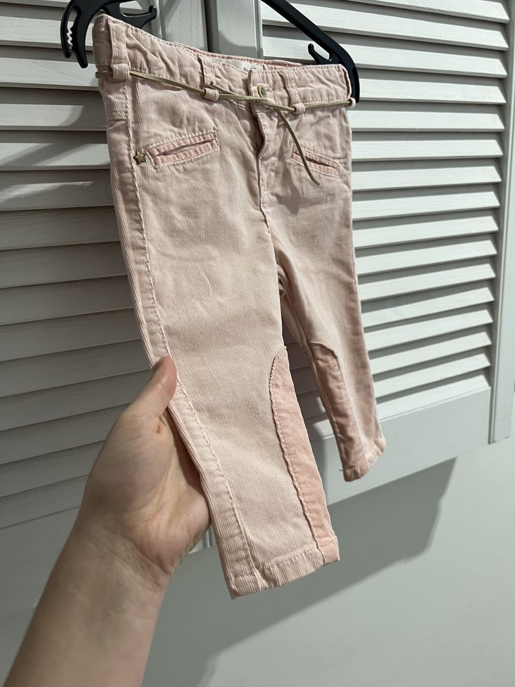Spodnie niemowlęce Zara r.74 sztruks jazda konna rzemyk sznurek