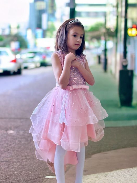 Плаття рожеве дитяче довге сукня рожева дитяча платье 110 116 120 130