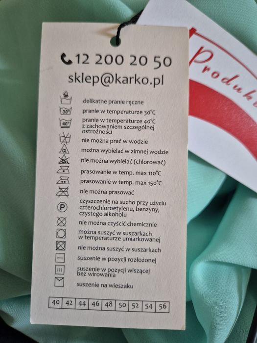 Szyfonowa miętowa sukienka plus size, polski producent, nowa,r.50
