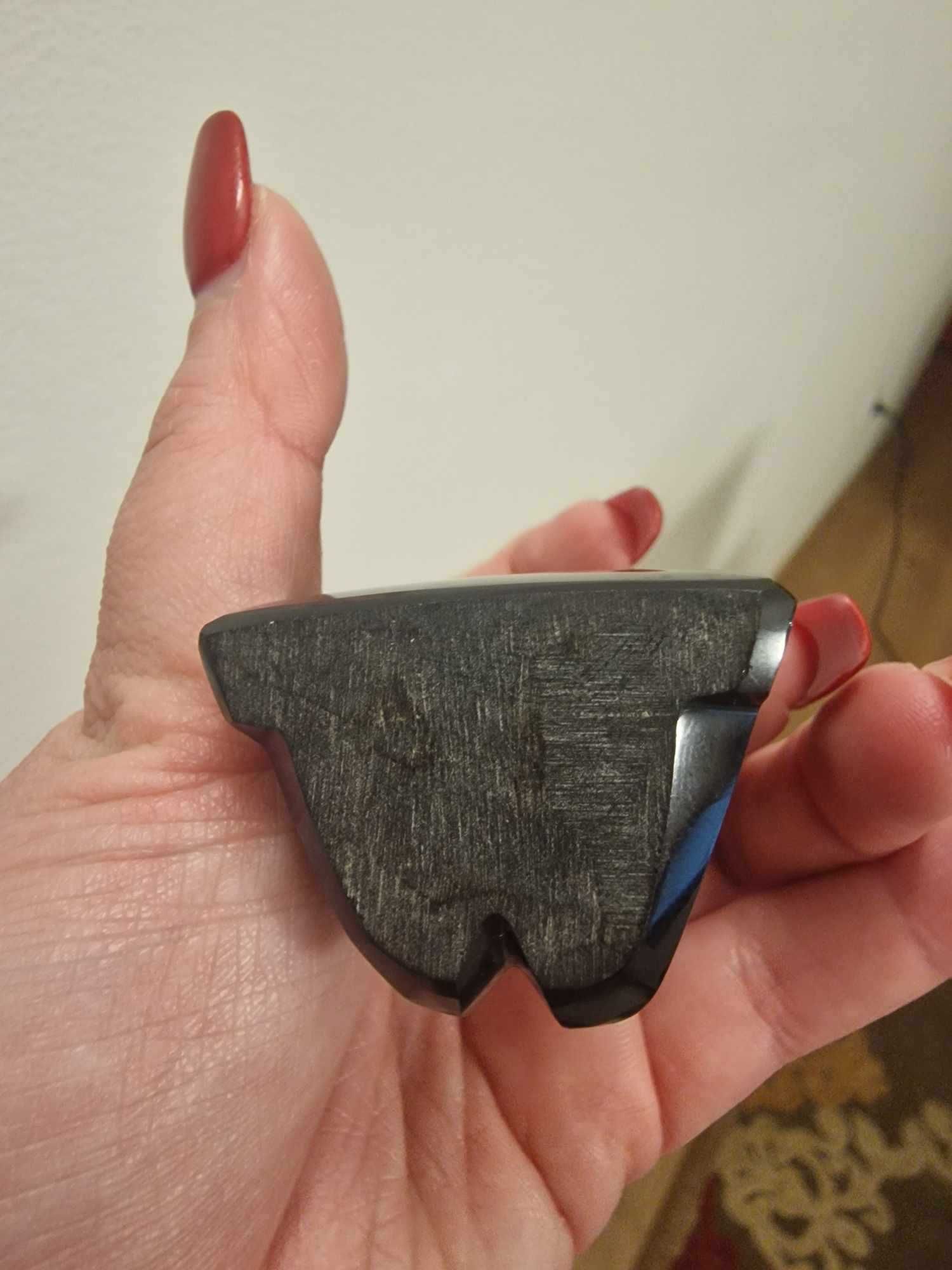 Estatueta de escultura de deus asteca/maia de obsidiana preta vintage