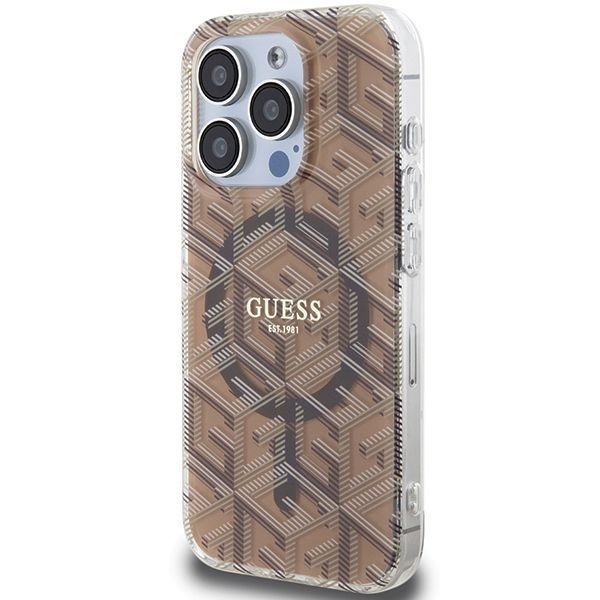 Guess Etui iPhone 15 Pro Max 6.7" Brązowy IML GCube MagSafe