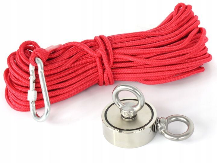 Magnes Neodymowy Uchwyt 100Kg Do Poszukiwań + Lina