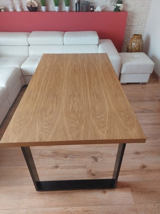 Stół loftowy blat fornir naturalny dąb lakierowany