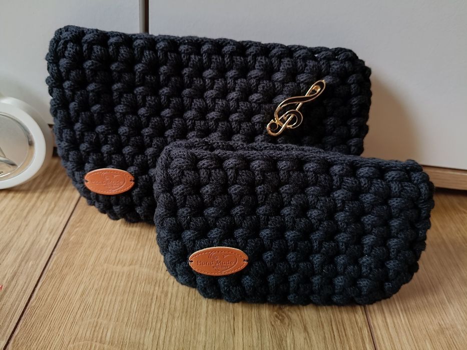 Kosmetyczki zestaw handmade na prezent czarne broszka  nowe