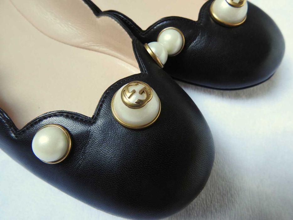 Gucci skórzane baletki czółenka z perłami skóra baleriny  36,5 unikat