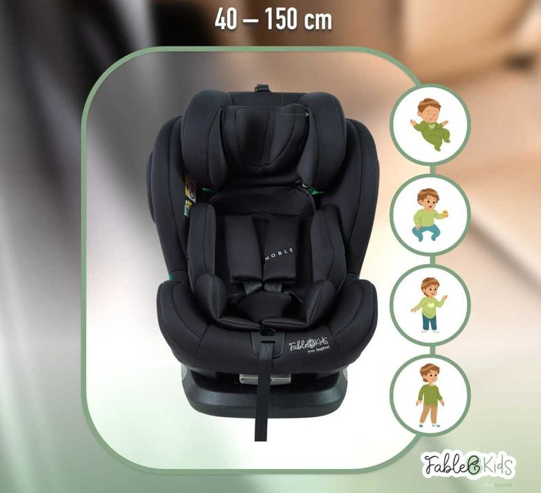 FableKids NOBLE fotelik samochodowy ISOFIX obrotowy 360° i-Size 40-150