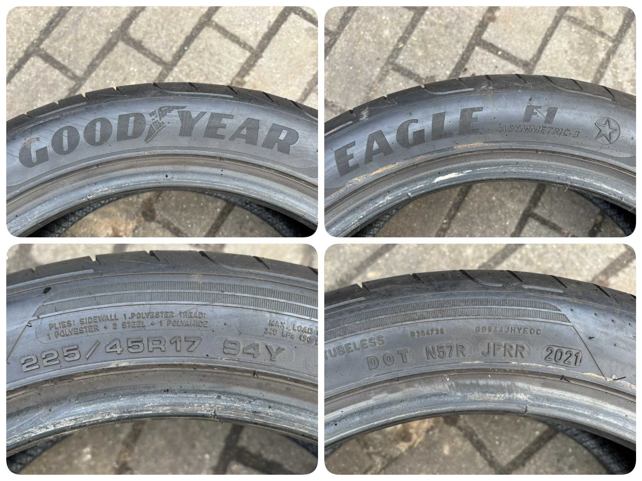 2X OPONY LETNIE 225/45R17 94Y Goodyear Eagle F1 Asymmetric 3 7MM 2021R