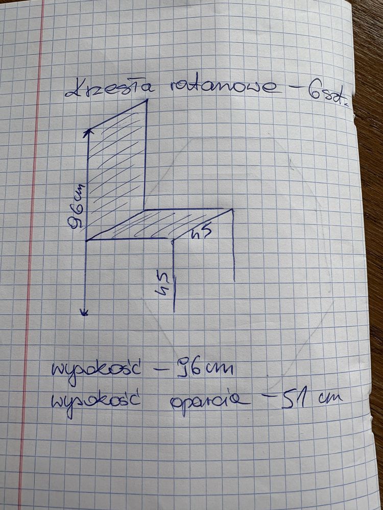 6 krzeseł ratanowych (bez stolu)