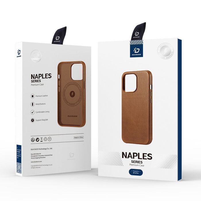 Etui iPhone 14 Pro Dux Ducis Naples Magnetyczne Skórzane Brown