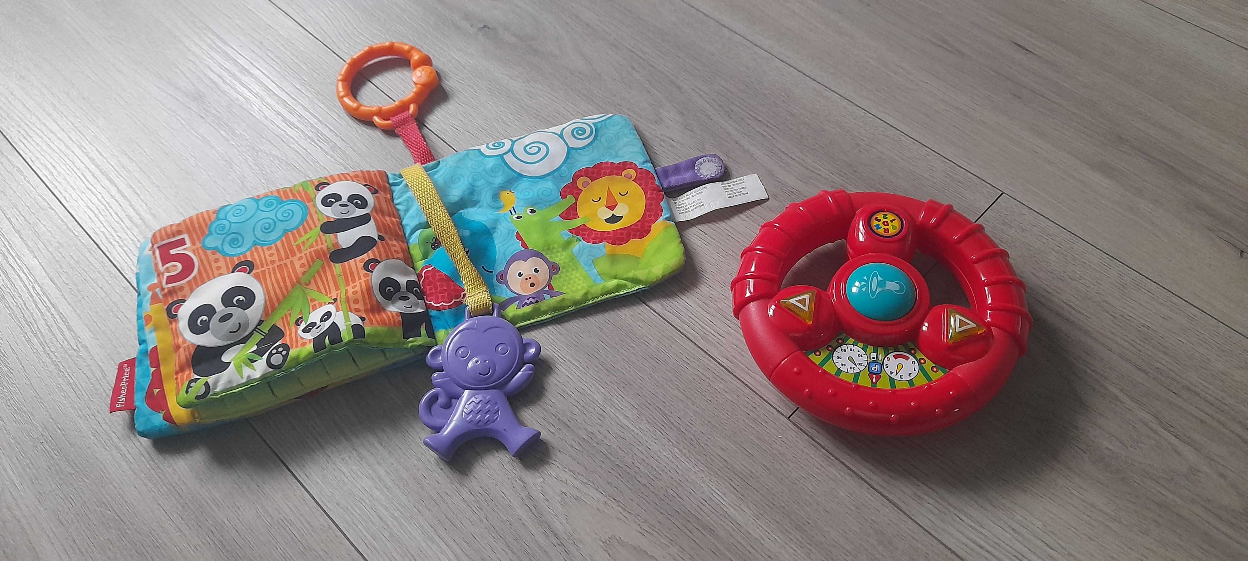 Markowe zabawki niemowlęce książeczka wieża Fisher-Price Chicco Smiki