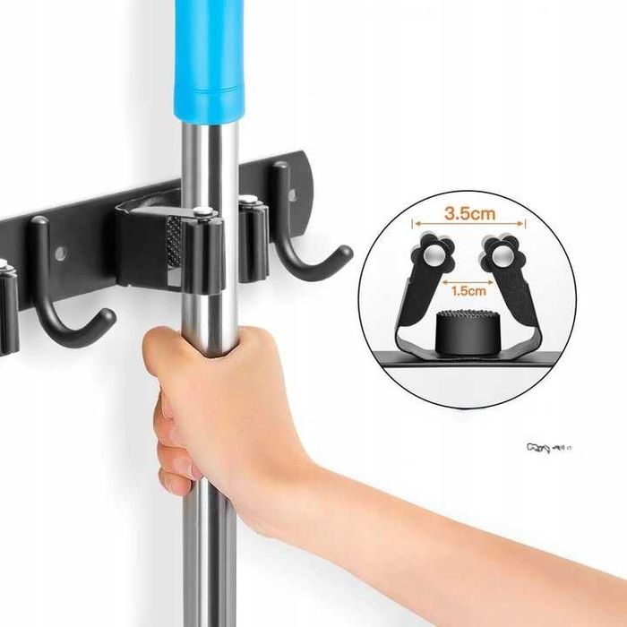 Uchwyt na Narzędzia Ogrodowe Grabie Wieszak Ścienny Na Mopy 2 x 38cm