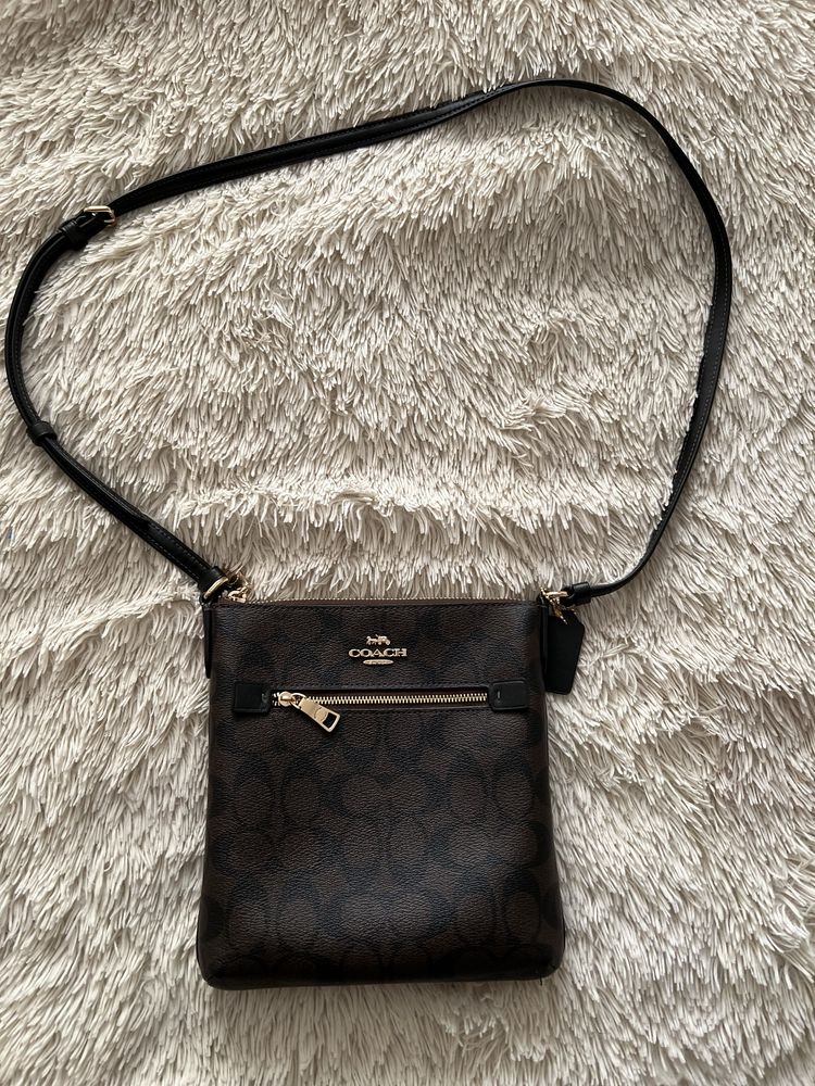 Сумка coach оригінал коричневе лого крос-боді