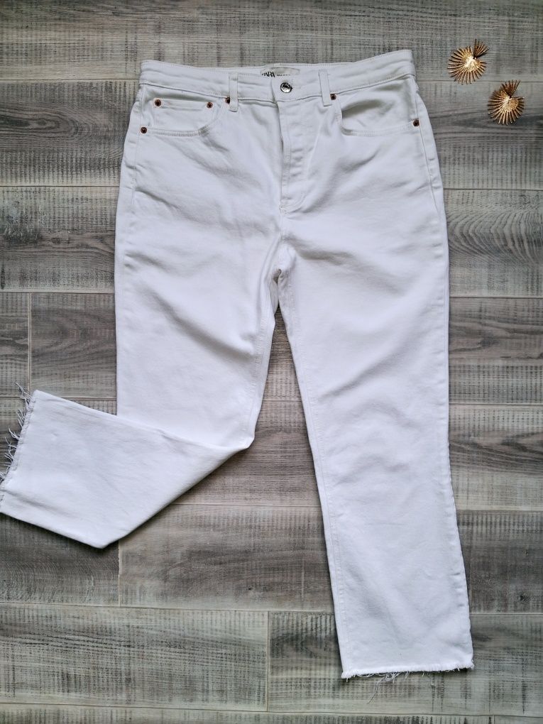 Укорочені прямі білі джинси Zara xl