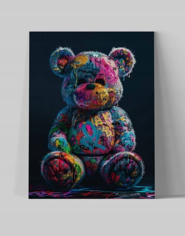 Obraz na płótnie "Grafitti Miś" 90x120 cm - nowoczesny styl do domu
