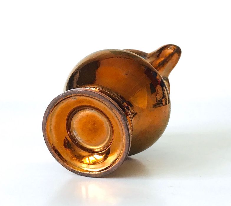 Mlecznik ceramika anglia secesja iryzujący miedziowany art deco