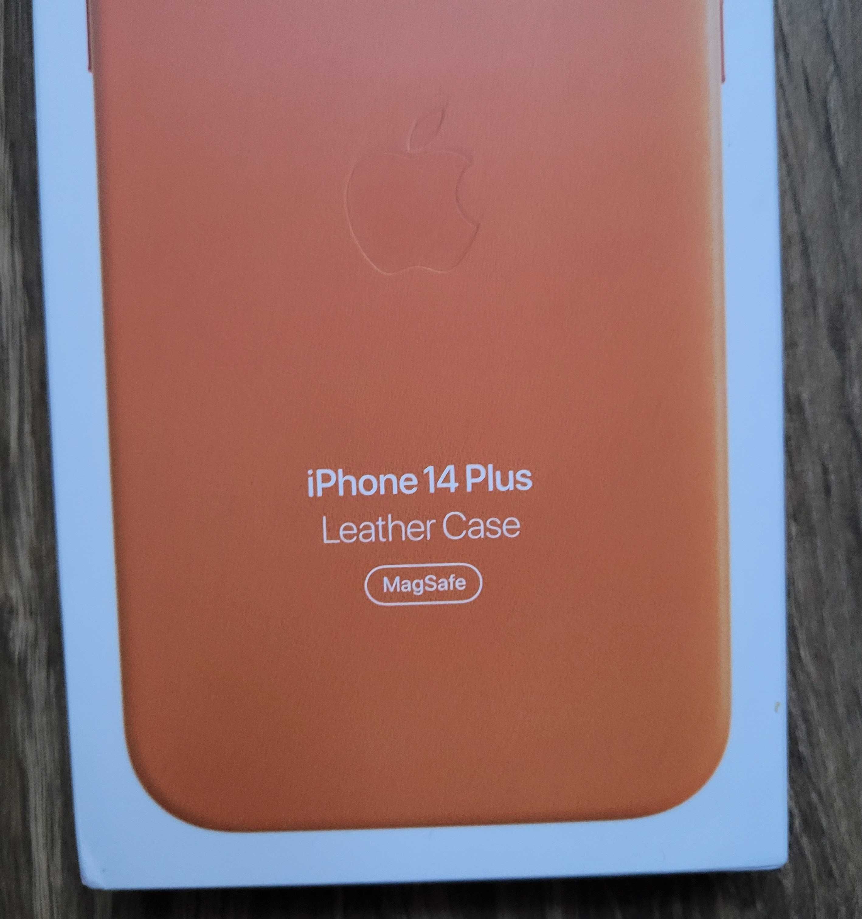 Etui Apple do iPhone 14 Plus z MagSafe Orange pomarańcz skórzane NOWE