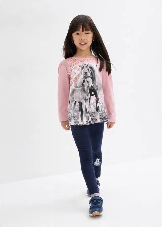 B.P.C 2-częściowy komplet dziewczęcy tunika +legginsy w konie ^128/134