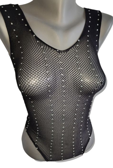Body z kryształkami całość czarna bielizna body Victoria's Secret 36S