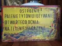 PRL stara tablica ostrzegawcza "Palenie wzbronione"