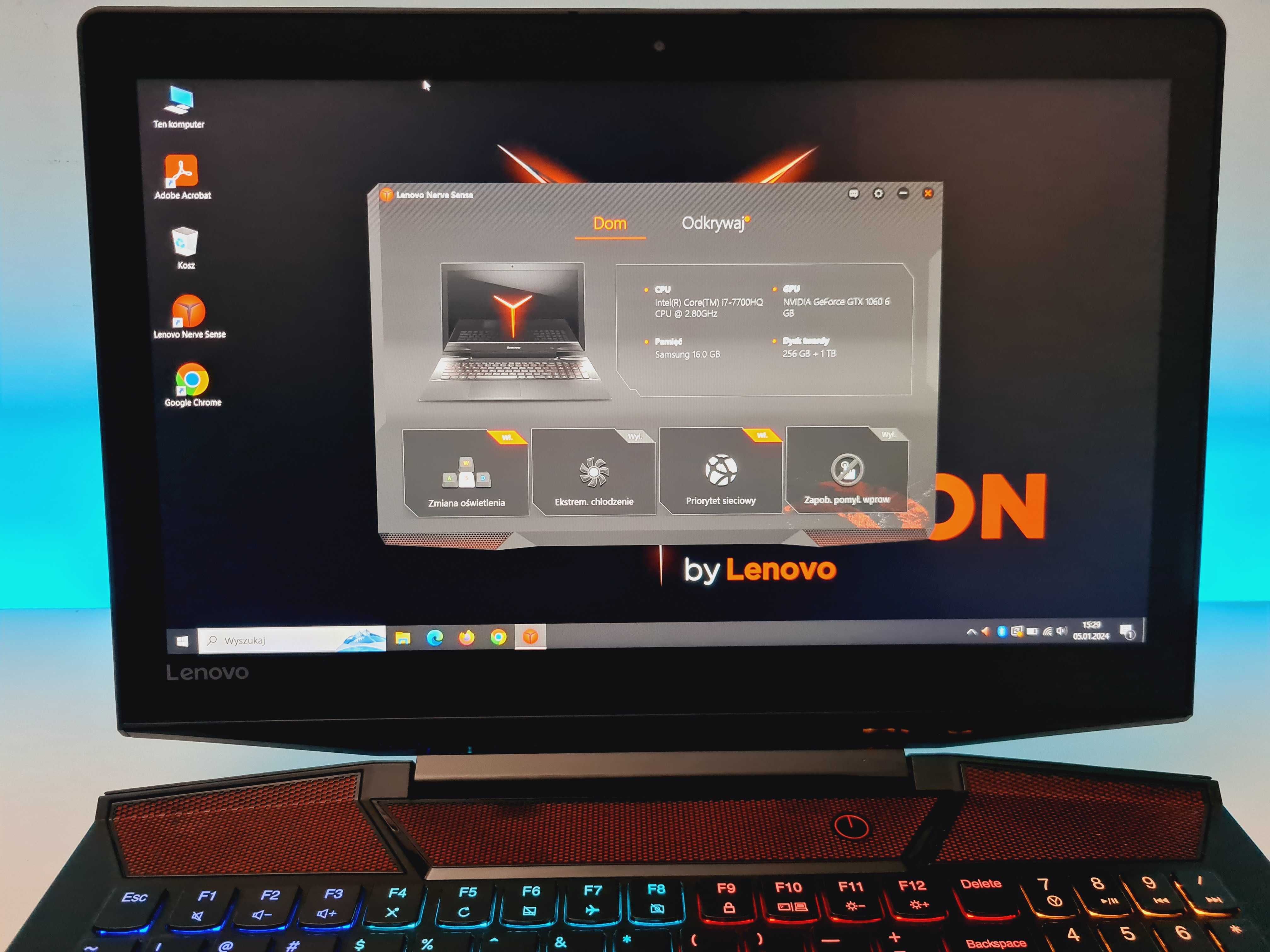 Gamingowy Laptop LENOVO Y720, i7, gtx1060, metalowa obudowa, do gier