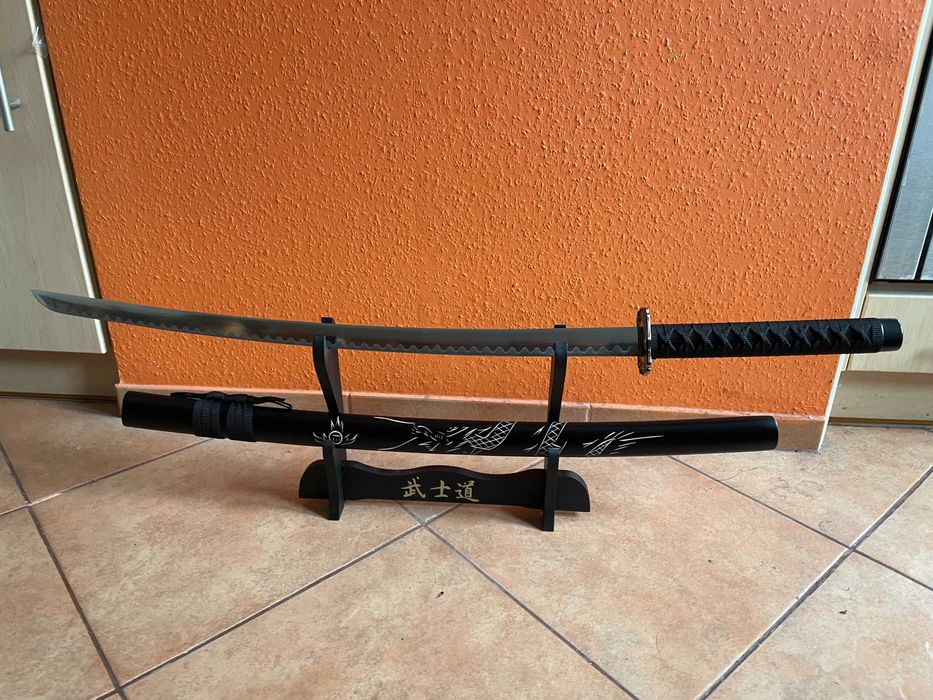 MIECZ katana z pochwą CZARNY SMOK + stojak HKS001-1