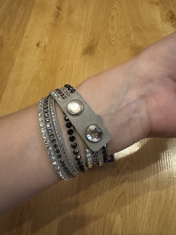 Bransoletka Swarovski alcantara szara