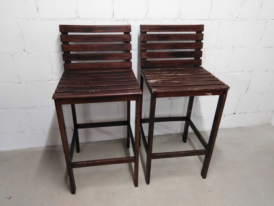 Krzesła drewniane stołki barowe hockery, 2 szt. w zestawie