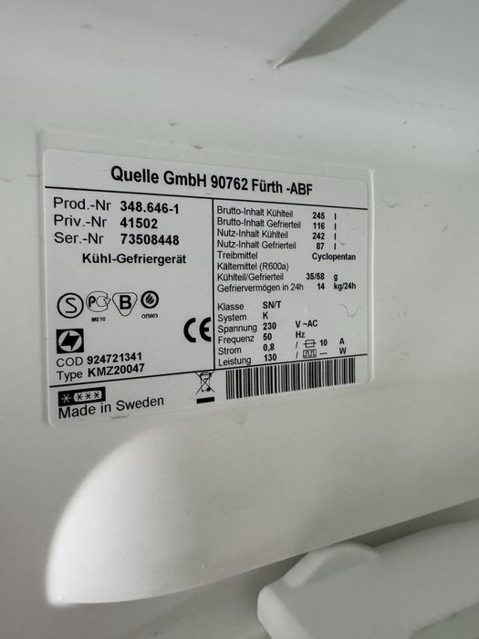 Холодильник  ELECTROLUX  Quelle GmbH (Type KMZ20047)