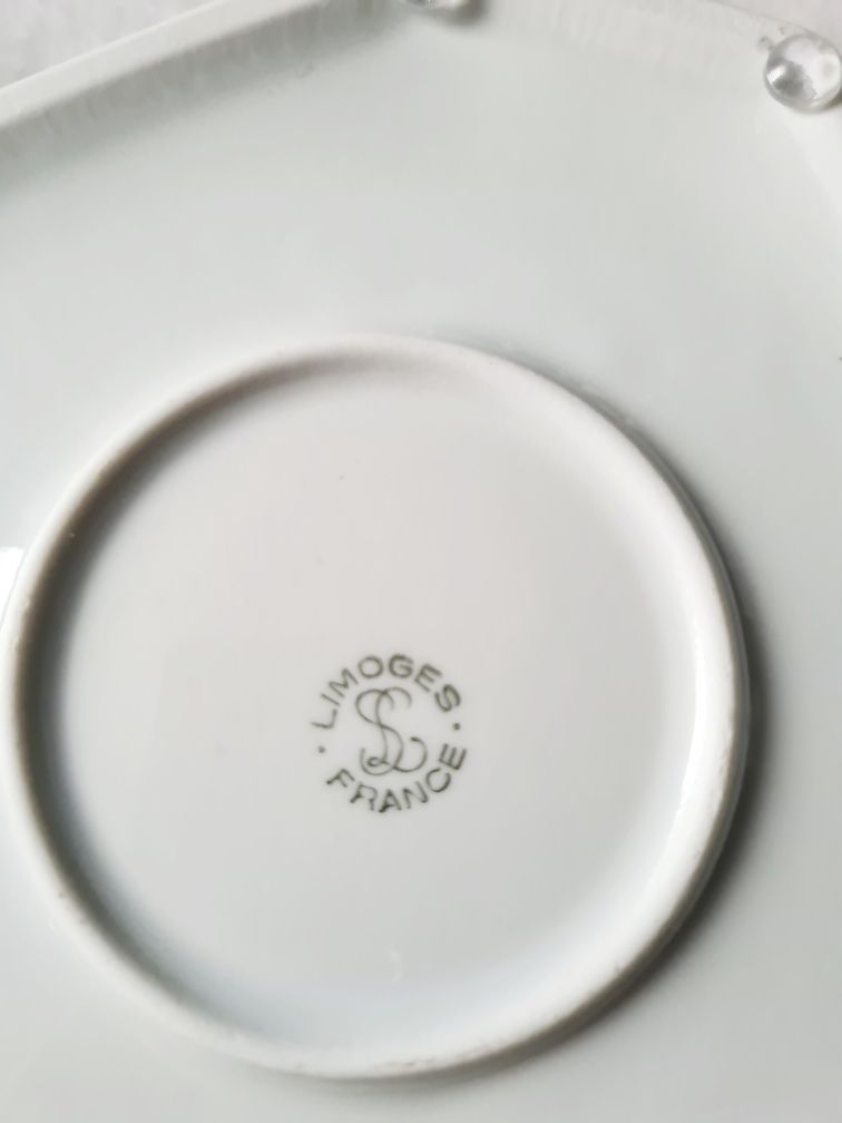 Puzderko limoges francja francuskie wyjatkowe porcelanowe białe piękne