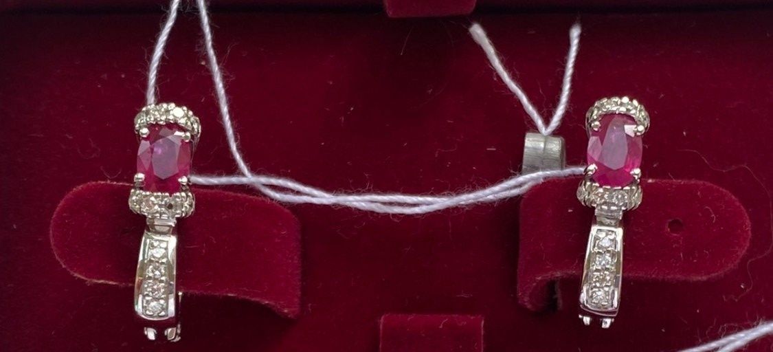 Набор Сережки кольцо каблучка с рубинами бриллиантами з діамантами