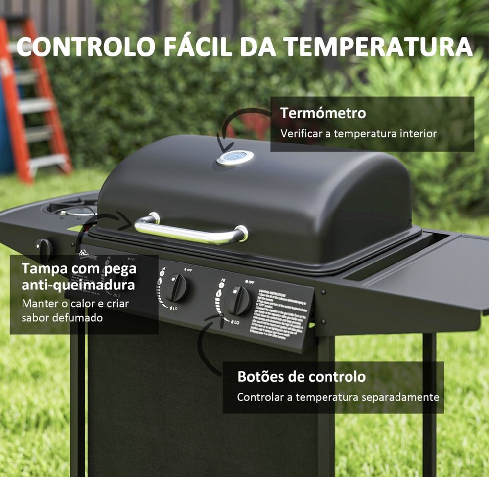 Grelhador a gás - 3+1 Queimadores