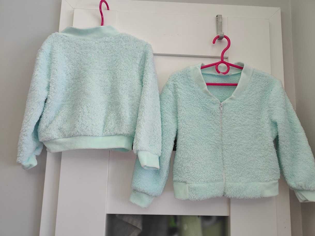 nowa ciepła miętowa zielona bluza label 98 cm 2 sztuki bliźniaczki
