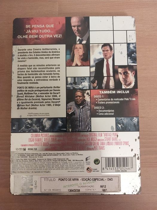 DVD " Ponto de Mira " Steel Case - Ed. Especial 2 Discos (Como Novo)